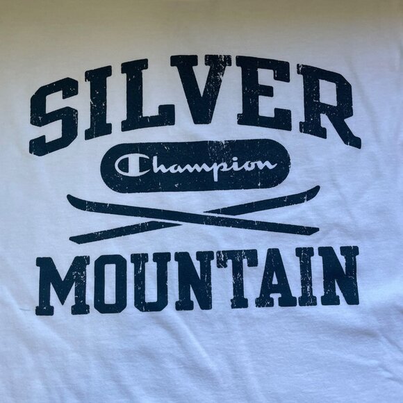 Champion Silver Mountain Short Sleeve TShirt Size Large Crew White Cotton NEW - Picture 2 of 6